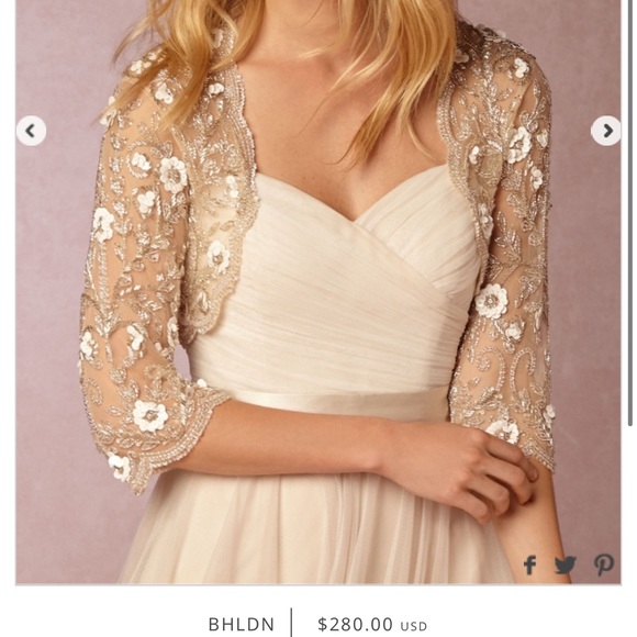 NWT Anthropologie BHLDN Moyna Cinzia Beaded Jacket size Large silver/grey - Picture 2 of 3